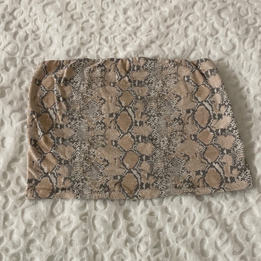 American Eagle Outfitters Snake Print strapless crop top